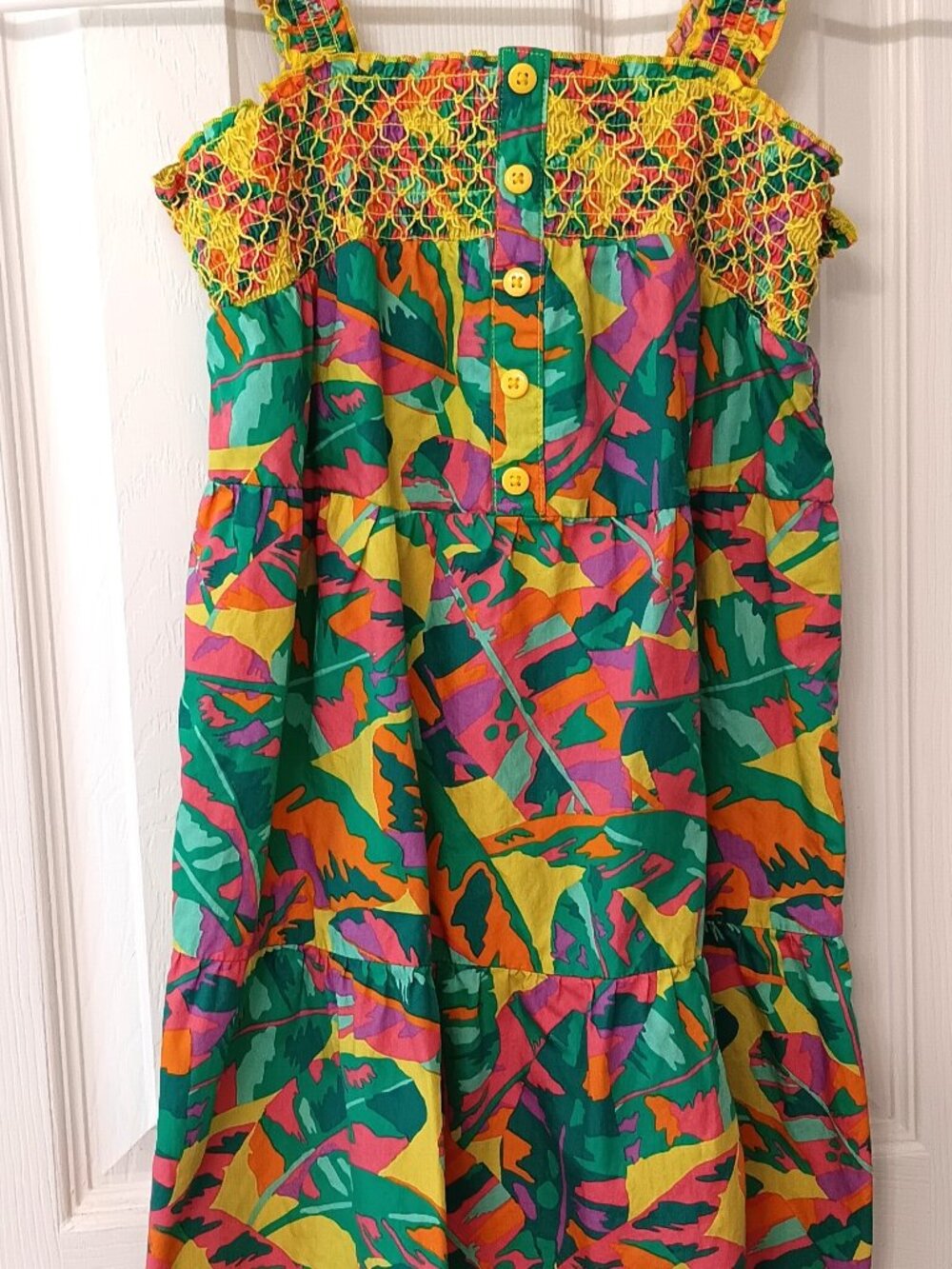 Cat & Jack Girl's Yellow Pink Green Orange Pullover Sundress with Straps - 8 M